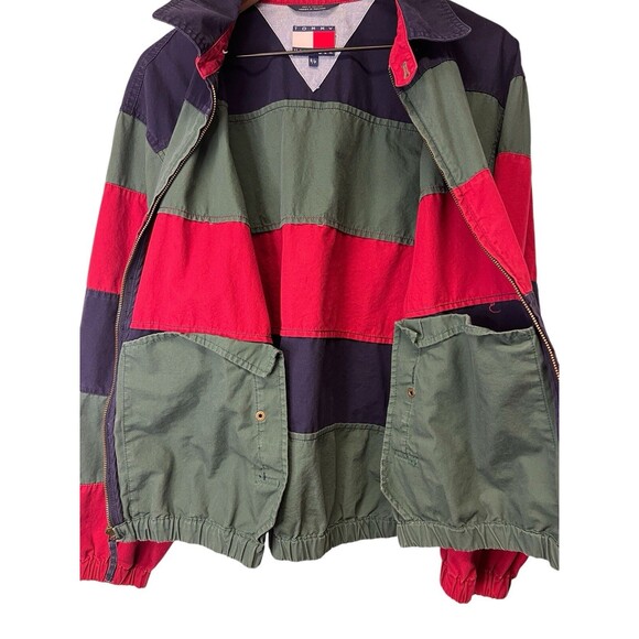 Vintage Tommy Hilfiger Men's Full Zip Jacket Stripe Crest Logo 100% Cotton Small - Picture 5 of 16